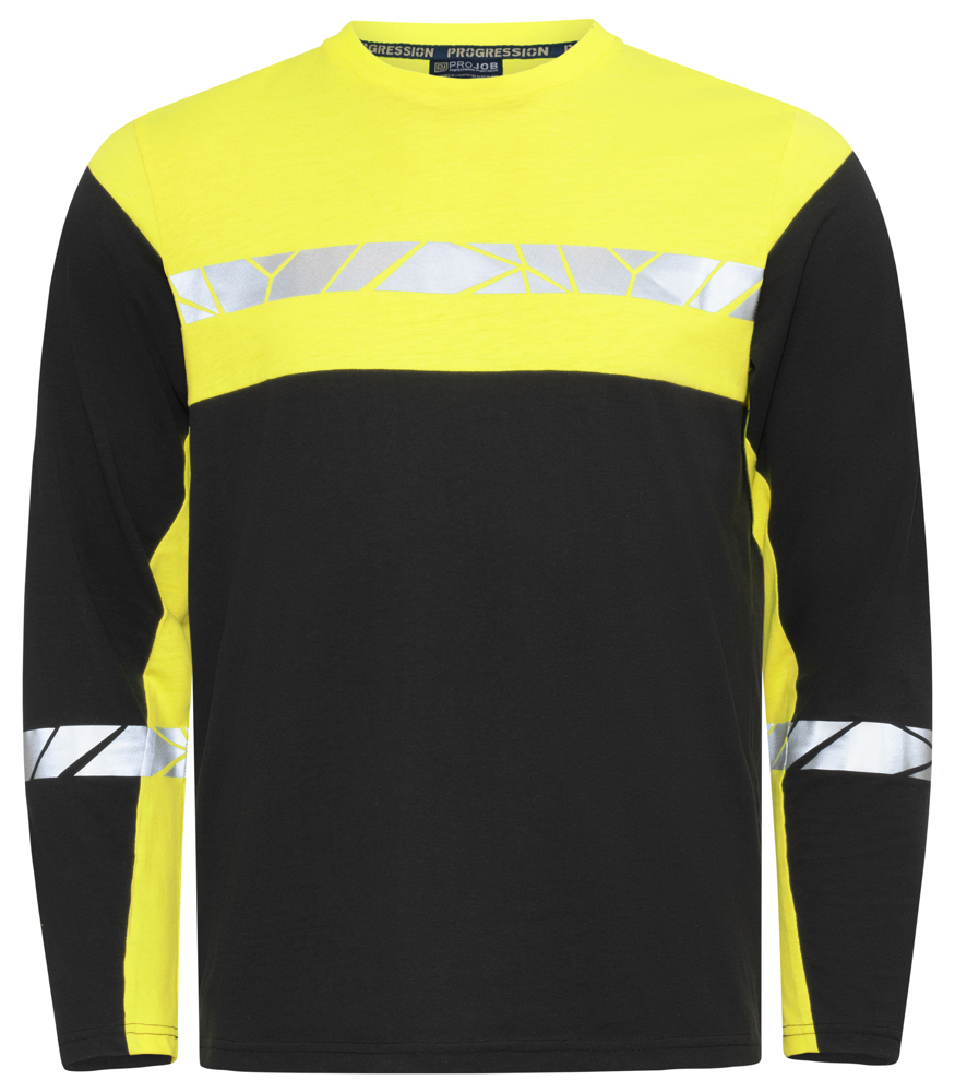 7002 T-SHIRT LANGE MOUWEN - Zwart/Geel