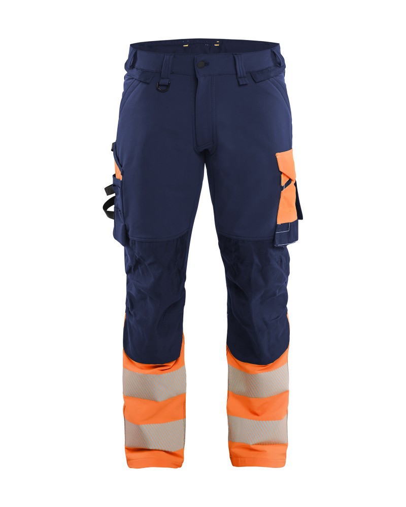 High Vis werkbroek 4-weg stretch - Marineblauw/Oranje (8953)