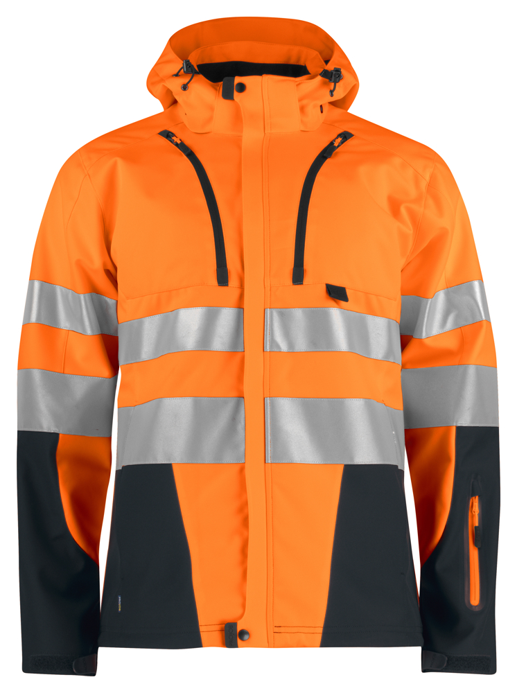 6419 ONGEVOERDE SIGNALISATIESOFTSHELL EN ISO 20471 KLASSE 3 - Oranje/Zwart